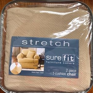 Sure Fit T-cushion Chair Furniture Cover Cream NWT